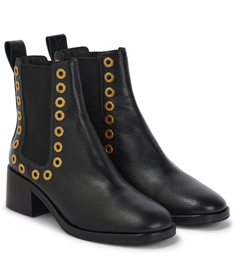 see by chloe lexy|See by Chloe Lexy Leather Grommet Chelsea Booties.